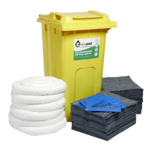 Eco Sustainable 240L Oil Only Spill Response Kit 2 Wheel PE Bin