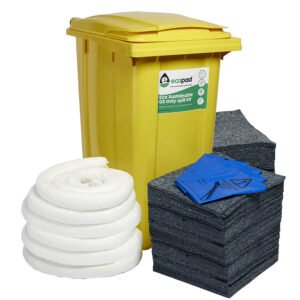 Eco Sustainable 360L Oil Only Spill Response Kit 2 Wheel PE Bin