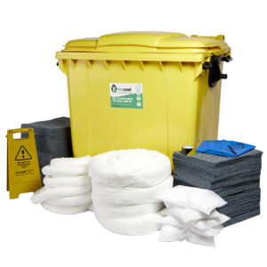 Eco Sustainable 600L Oil Only Spill Response Kit 4 Wheel PE Bin