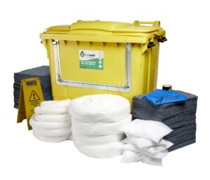 Eco Sustainable 600L Oil Only Spill Response Kit 4 Wheel Drop Front PE Bin