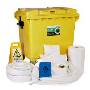 1000L Oil Only Spill Kit 4 Wheel PE Bin